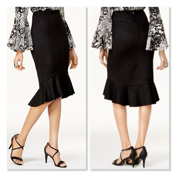 Thalia Sodi Dresses & Skirts - Thalia Sodi Black Flounce-Hem Pencil Skirt